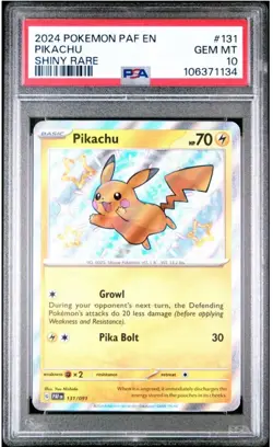 2024 Pokemon Pikachu Shiny Rare PSA 10 Gem Mint Card #131 - Image 1