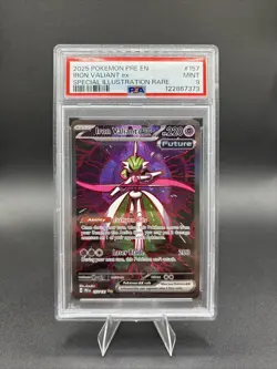 Pokemon Iron Valiant EX 2025 Prismatic Evolutions Card 157/131 PSA 9 - Image 1