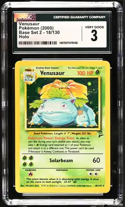 Venusaur - 18/130 - Base Set 2 - Pokemon Card - CGC 3 Very Good - #302 - Image 1
