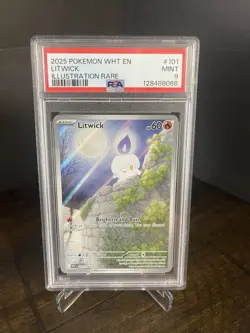 Pokemon TCG SV White Flare Litwick Illustration Rare Card #101/86 PSA 9 - Image 1