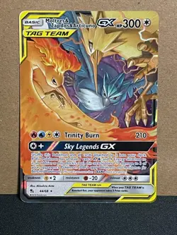 Pokemon Moltres Zapdos Articuno GX 44/68 Hidden Fates Card NM Condition - Image 1