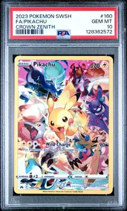 2023 POKEMON SWORD AND SHIELD CROWN ZENITH #160 FA/PIKACHU PSA 10 - Image 1