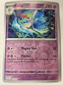 Kirlia 028/091 Paldean Fates Pokemon Reverse Holo Foil Rare Nice! - Image 1