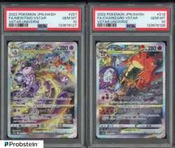 Lot (2) 2022 Pokemon JPN SWSH Vstar Universe #221 Mewtwo #212 Charizard PSA 10 - Image 1