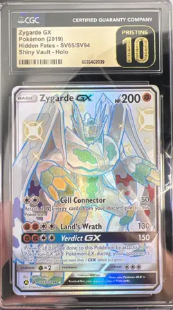 2019 Pokemon Sun & Moon Hidden Fates Zygarde GX #SV65/SV94 CGC 10 PRISTINE - Image 1