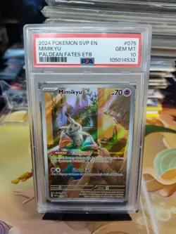 2024 Pokemon SVP Elite Black Star Promo 075 Mimikyu Paldean Fates PSA 10 - Image 1