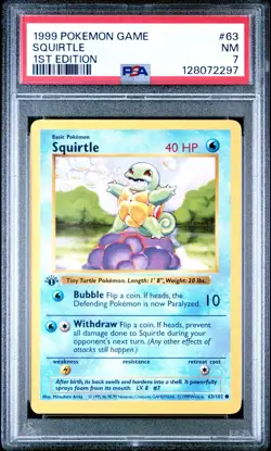 Pokemon PSA 7 NM 1st Edition Base Set shadowless Squirtle - Image 1