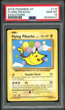 2016 Pokemon XY Evolutions Flying Pikachu Secret Rare #110 PSA 10 GEM MINT - Image 1