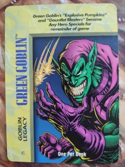 OverPower Marvel IQ Fleer 1996 Green Goblin Legacy Special Card OPD Very Rare NM - Image 1