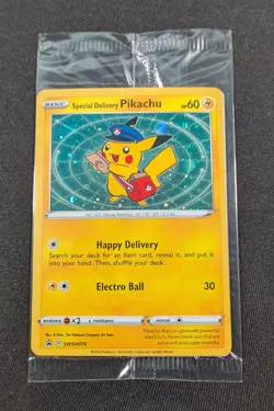 Pokemon Card Holo Special Delivery Pikachu SWSH074 SEALED Black Star Promo - Image 1