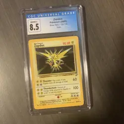 Zapdos HOLO 20/130 CGC 8.5 Base Set 2 WOTC Graded Vintage Pokemon Card - Image 1