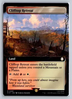 MTG Fallout Extended Art #491 Clifftop Retreat Rare Land - Image 1