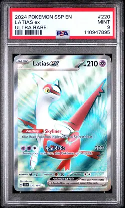 2024 POKEMON SSP EN-SURGING SPARKS ULTRA RARE #220 LATIAS EX PSA 9 - Image 1