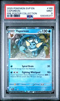 2025 POKEMON SVP EN-SV BLACK STAR PROMO #168 VAPOREON PSA 9 - Image 1