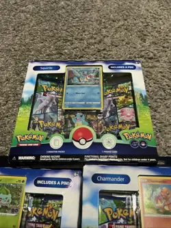 3 Pokemon Go Pin Collection Box Lot Bulbasaur Charmander Squirtle Factory Sealed - Image 2