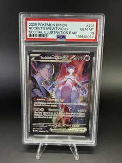 2025 POKEMON DRI EN-DESTINED RIVALS #231 TEAM ROCKET'S MEWTWO EX PSA 10 - Image 1