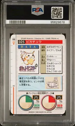 1996 POKEMON JPN BANDAI CARDDASS VENDING #25 PIKACHU PSA 9 - Image 2
