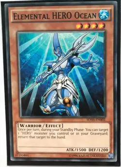 Yu-Gi-Oh! TCG Elemental HERO Ocean SDHS-EN002 Common Unlimited Edition Near Mint - Image 1