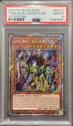 2024 PSA 10 YUGIOH RA03 PLATINUM SECRET RARE TOON BLACK LUSTER SOLDIER 💎 - Image 1