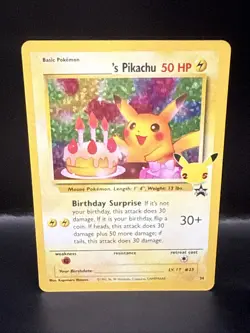 Pokemon TCG Birthday Pikachu Celebrations Classic Collection Promo Card #24 A - Image 1