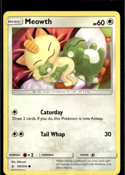 Pokemon Meowth 147/214 Unbroken Bonds Non Holo Common 2 Card Lot - Image 1