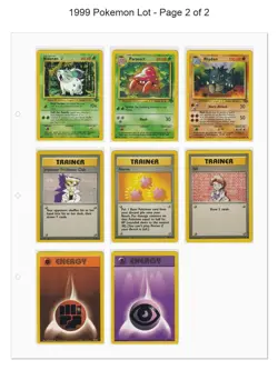 1999 Pokemon Card Lot WOTC Vintage Base & Jungle Set - 17 Cards Trainers Energy - Image 2