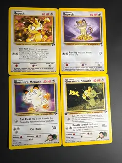 Rare Pokemon Cards Featuring Meowth Lot of 4 1999-2000 First Edition Included - Image 1