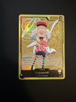 Vegapunk SPR GOLD OP07-097 Alternative Art Leader One Piece Card Game Pre-Errata - Image 1