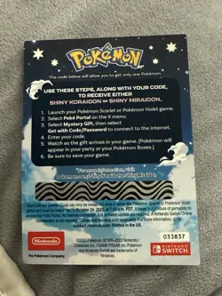 POKEMON SCARLET / VIOLET -SHINY MIRAIDON OR SHINY KORAIDON CODE CARD UNSCRATCHED - Image 2