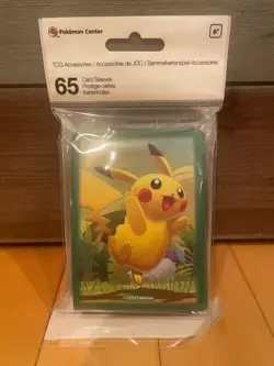 New Pokemon Center TCG Pikachu Adventure Green Full Color 65 Card Sleeves Pack - Image 1