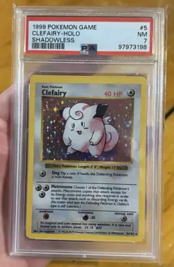PSA 7 Clefairy 5/102 Base Set Shadowless Holo Pokemon TCG 1999 - Image 1