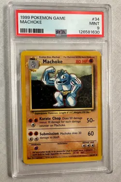 1999 Pokemon Base Set Unlimited MACHOKE 34/102 PSA 9 - MINT - Image 1