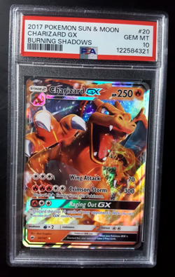 2017 POKEMON SUN & MOON BURNING SHADOWS #20 CHARIZARD GX - PSA 10 GEM MT - Image 1