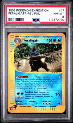 2002 POKEMON EXPEDITION #47 FERALIGATR-REVERSE FOIL PSA 8 - Image 1