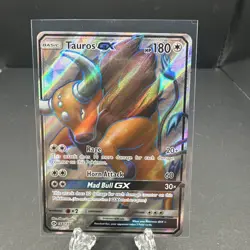Tauros GX 144/149 Sun & Moon Base Set Full Art Ultra Rare Holo Pokemon TCG - Image 1