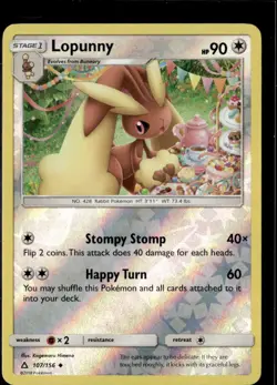 Pokemon Lopunny 107/156 Ultra Prism Reverse Holo Uncommon - Image 1