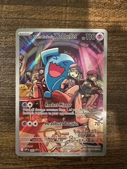 Pokemon TCG Destined Rivals Team Rockets Wobbuffet SVP203 Pokemon Center Stamped - Image 1