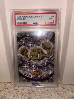 1999 GEODUDE TOPPS POKEMON T.V. #74 - Graded PSA 9 - Free Shipping - Image 1