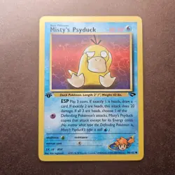 1st Edition Misty's Psyduck 90/132 Pokemon Gym Challenge Card - LP - First Ed - Image 1