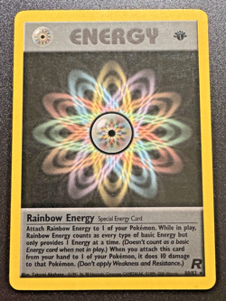 1st Edition Rainbow Energy 80/82 Team Rocket Pokemon Card Rare HP - Image 1