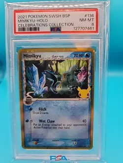 2021 Mimikyu SWSH136 Delta Species Cosmos Holo Pokemon Black Star Promo Psa 8 - Image 1