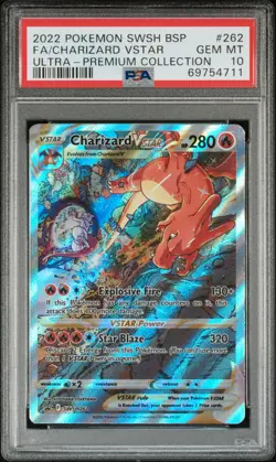 2022 POKEMON SWSH BLACK STAR PROMO #262 FULL ART/CHARIZARD VSTAR PSA 10 - Image 1