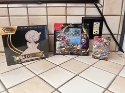 Pokemon TCG Sealed Mega Evolution ETB, Booster Bundle, And Three Pack Blister - Image 1