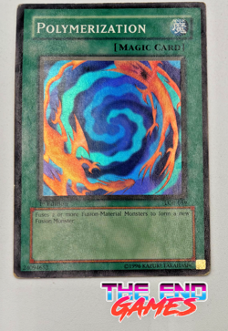 Yugioh Polymerization LOB-059 Super Rare 1st Edition VINTAGE Damaged HOT SALE! - Image 1