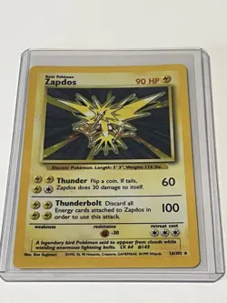 Zapdos Pokemon TCG Base Set 16/102 Unlimited Holofoil Holo Rare Card - Image 1