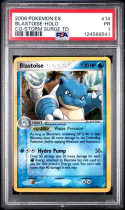 POKEMON CARD 2006 BLASTOISE HOLO 14/100 CRYSTAL GUARDIANS STORM SURGE TD PSA 1 - Image 1
