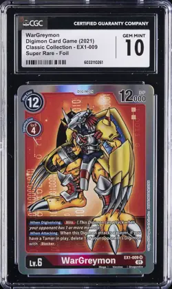 2021 DIGIMON CARD GAME #EX1-009 WARGREYMON CGC 10 GEM MINT - Image 1