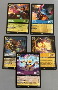 Disney Lorcana - 5 Card Legendary Lot - Jasmine, Stitch, Aurora, John COLD FOIL - Image 1
