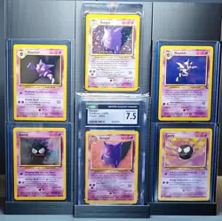 CGC 7.5 | GENGAR Set 1999 Pokemon Holo + Haunter & Gastly Base/Fossil (6) Cards - Image 1