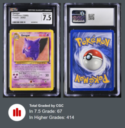 CGC 7.5 | GENGAR Set 1999 Pokemon Holo + Haunter & Gastly Base/Fossil (6) Cards - Image 4